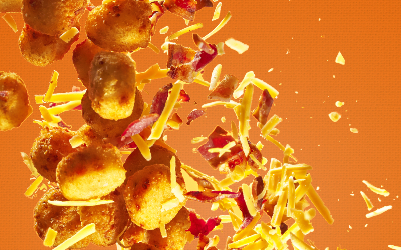 campaign image of bacon cheese spudz