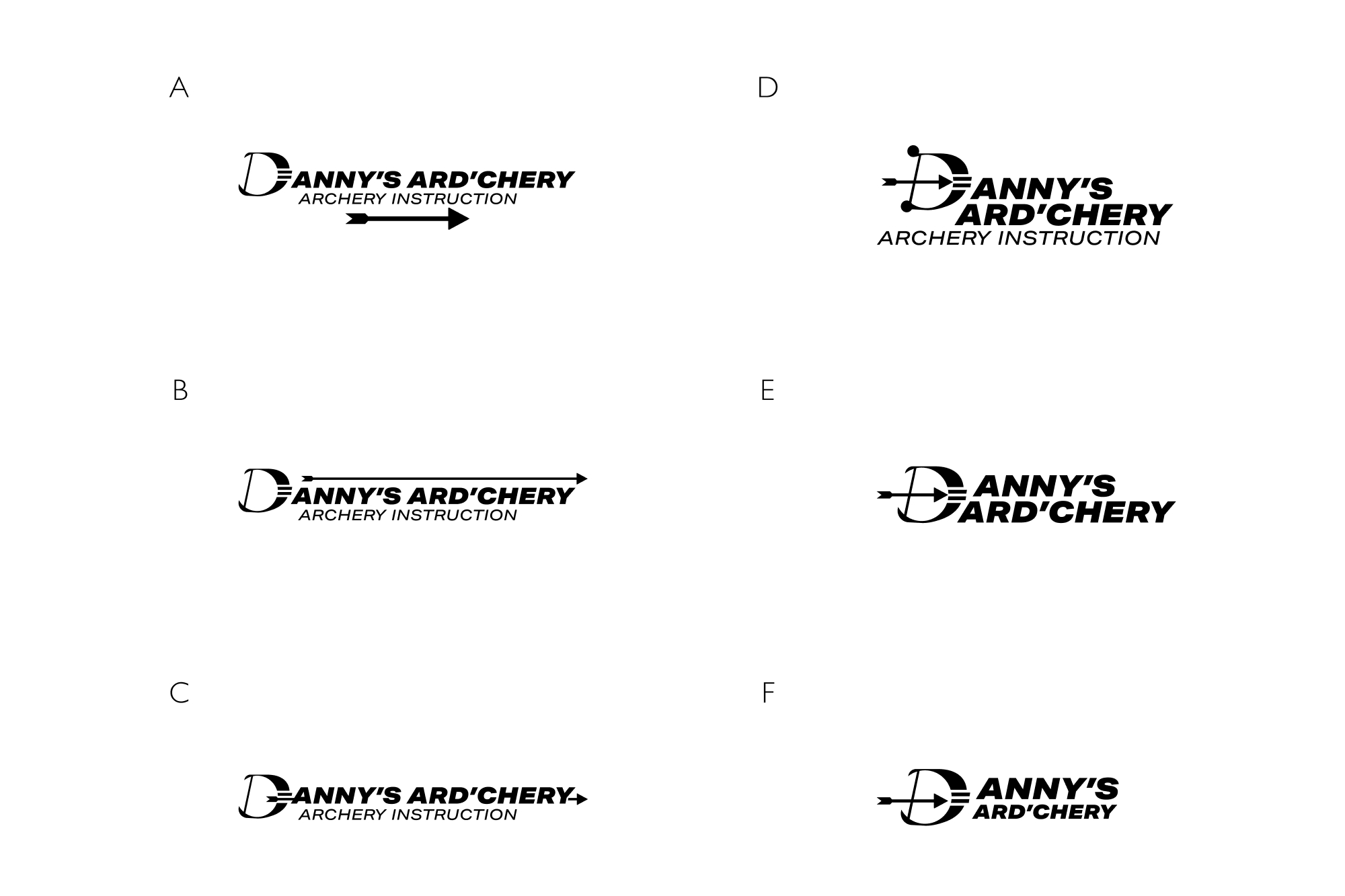 logo design iterations for small business company Danny's Ard'chery
