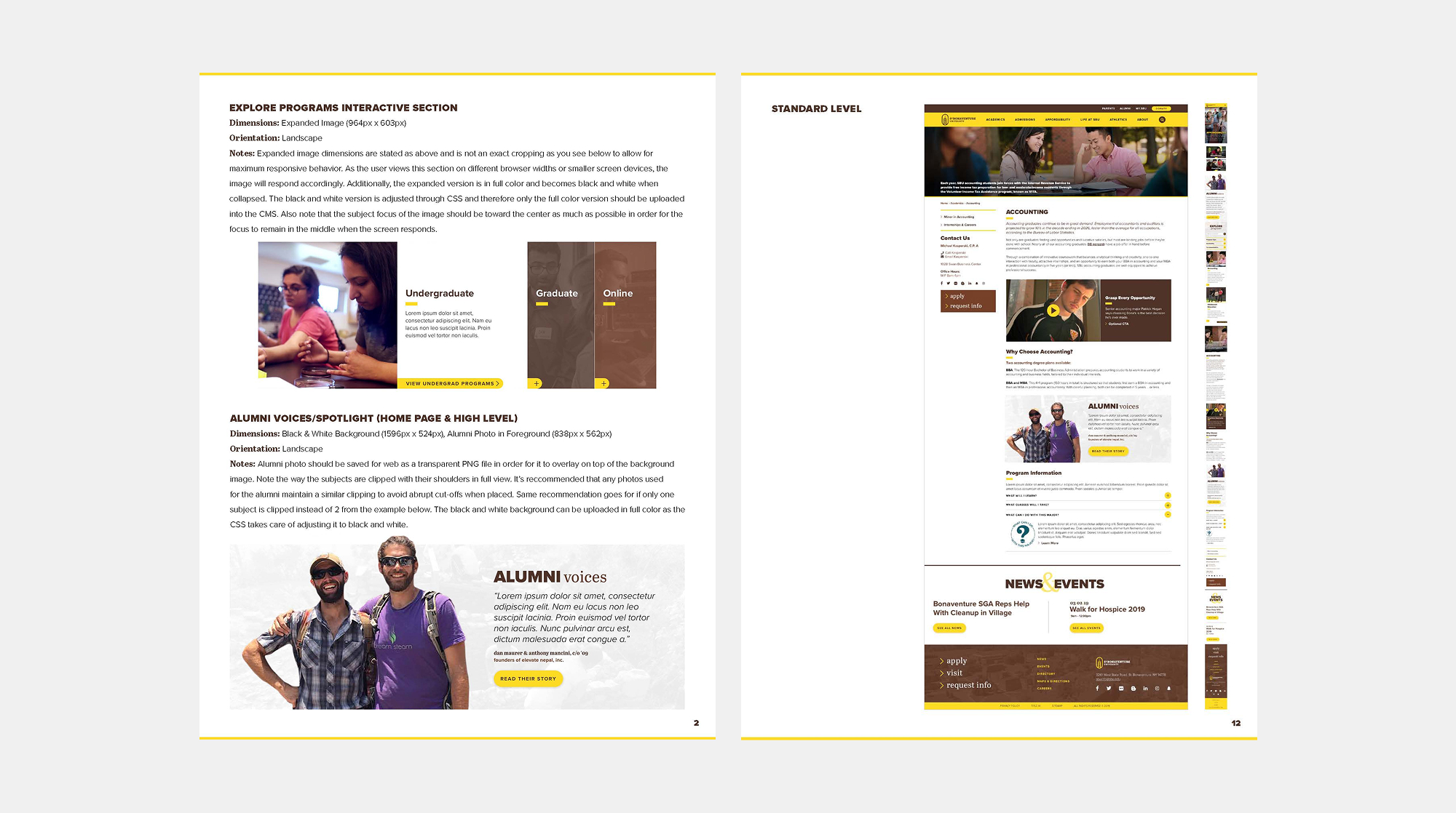pages within the visual style guide provided to the client